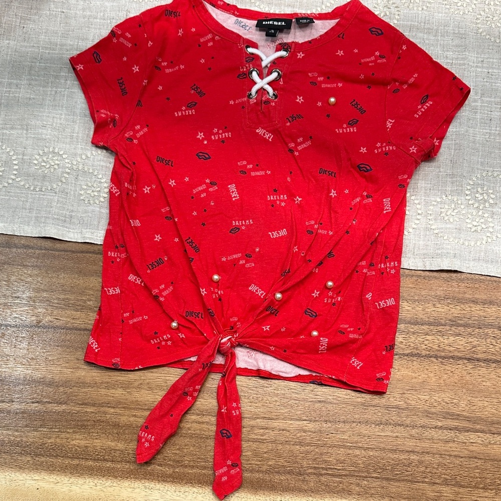 DIESEL KIDS TRENZ EXCLUSIVE 2 T-SHIRT BUNDLE GIRLS SZ 7 VERY GOOD CONDITION